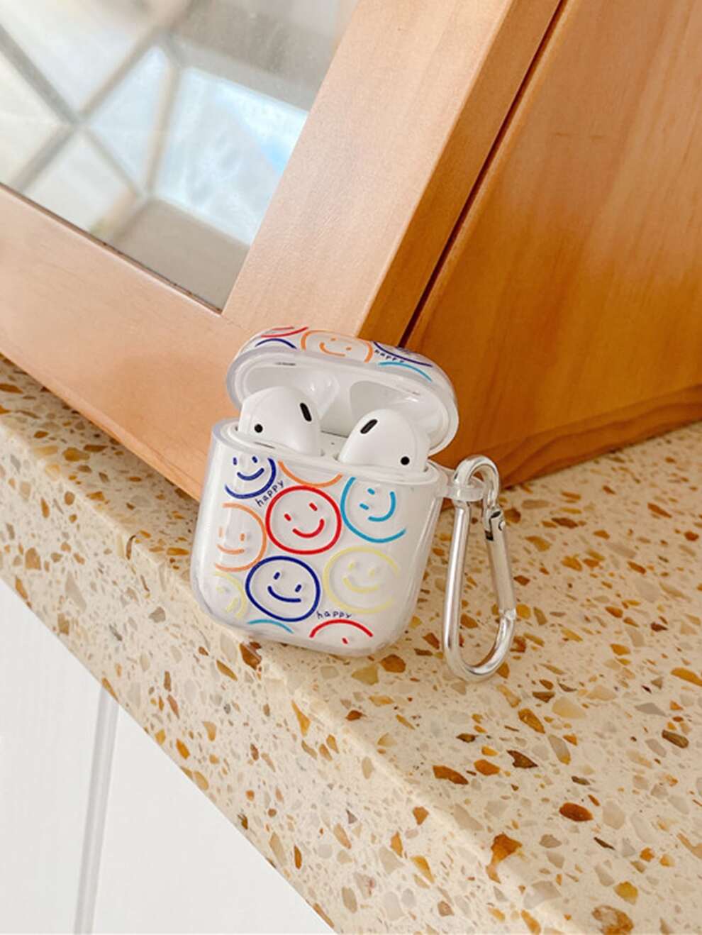 1pc Cute & Simple Smiling Face Transparent Earphone Case Compatible With Airpods Pro/pro2/airpods 3/airpods 2/1