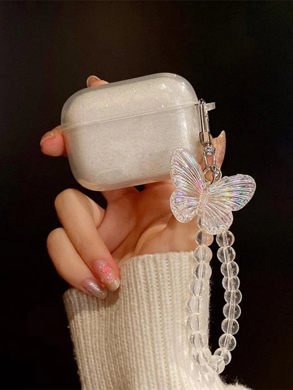 Laser Butterfly Pendant Glitter Case Compatible With AirPods For AirPods1/2 AirPods Pro Kawaii