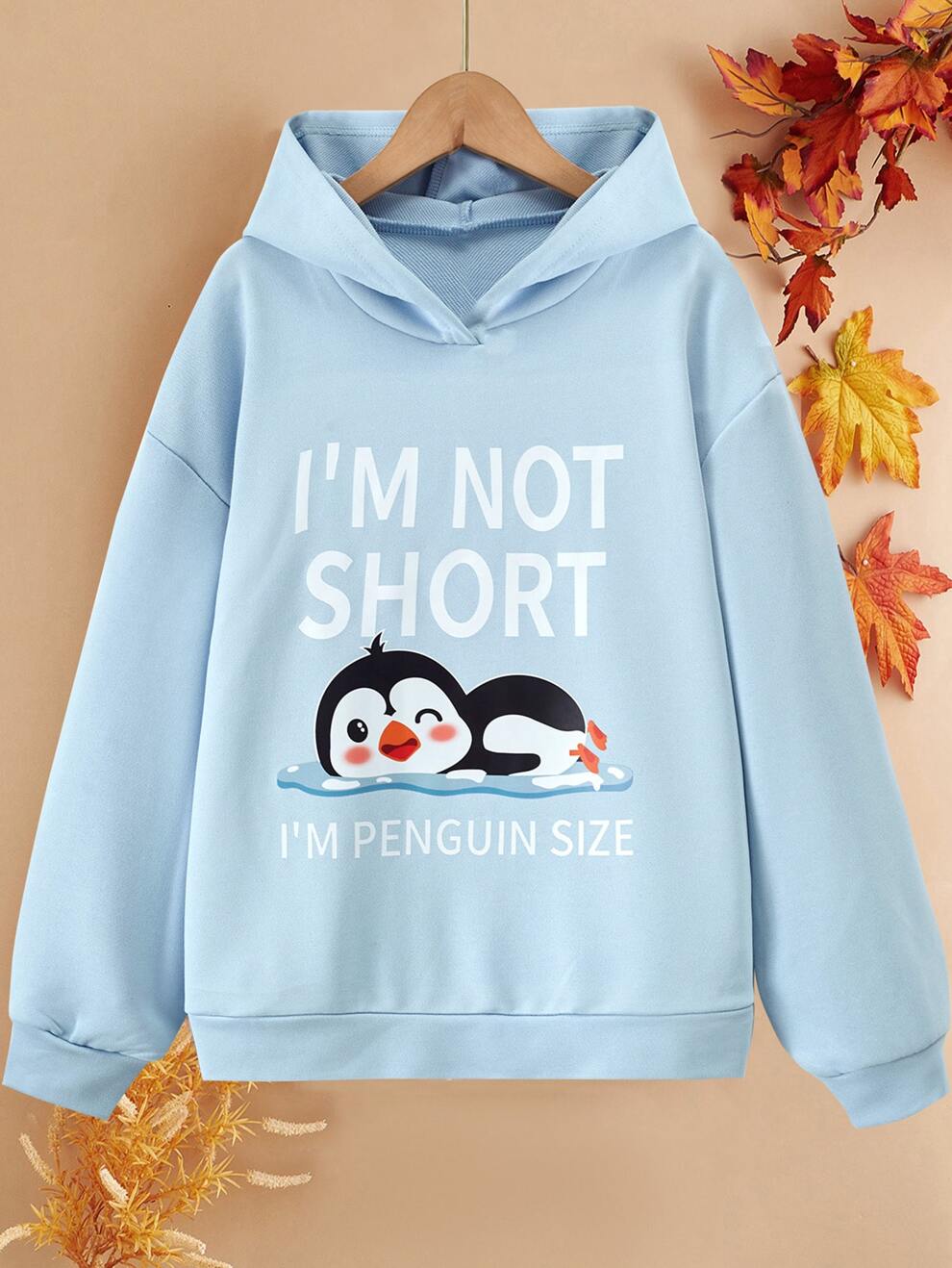 SHEIN Tween Girl Cartoon And Slogan Graphic Drop Shoulder Hoodie