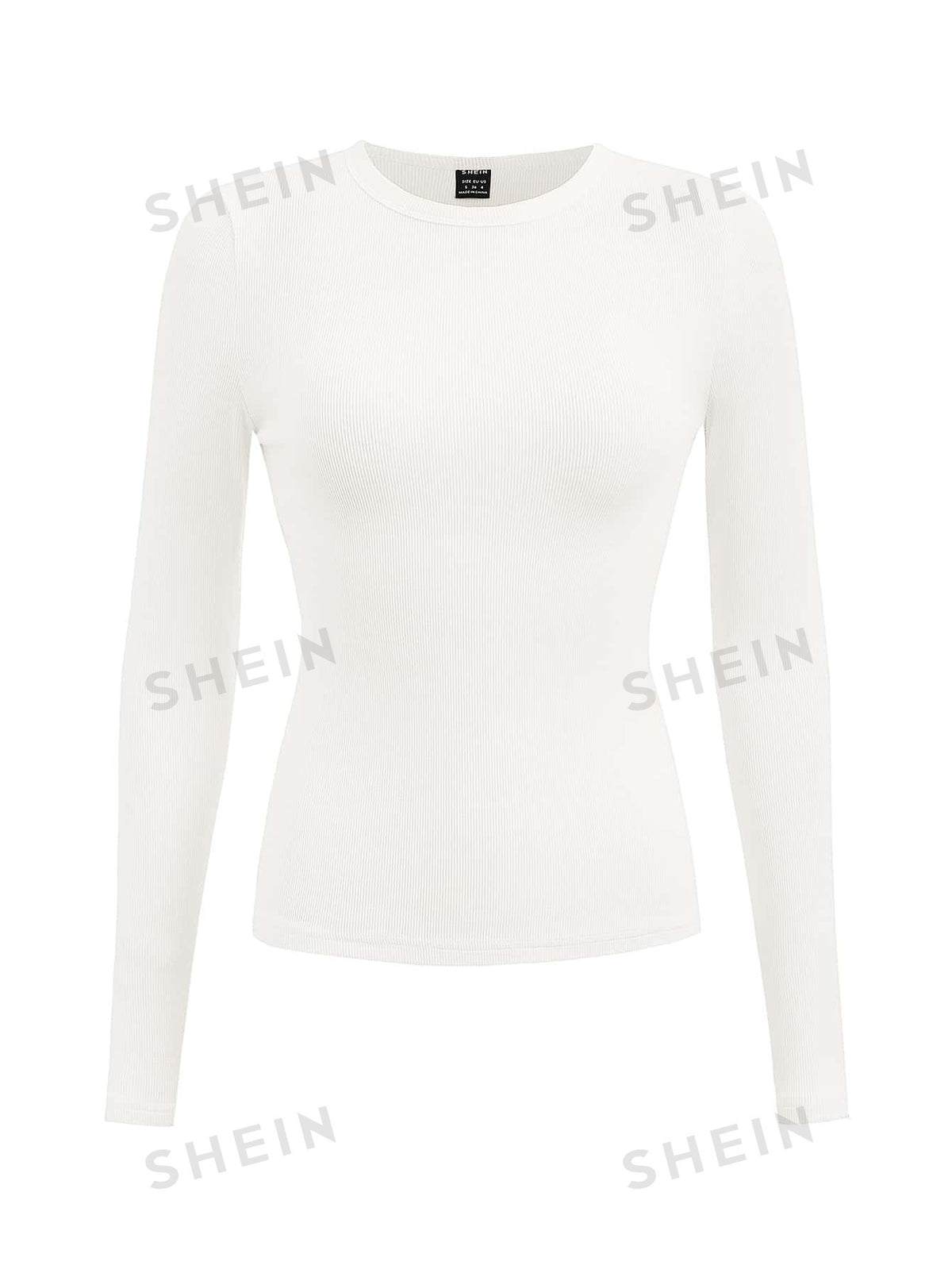 SHEIN BASICS Solid Ribbed Knit Tee