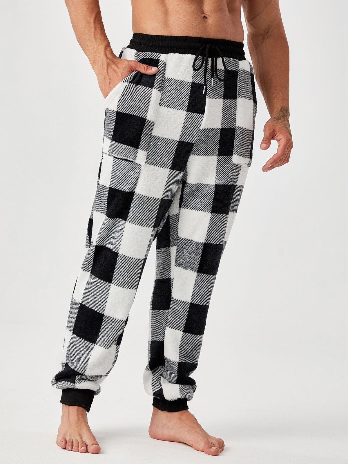 Men Buffalo Plaid Print Drawstring Waist Sleep Pants