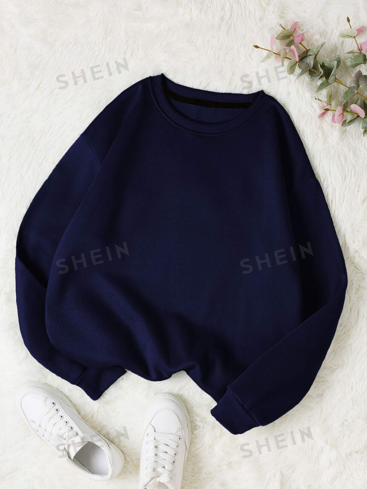 SHEIN EZwear Solid Thermal Lined Sweatshirt