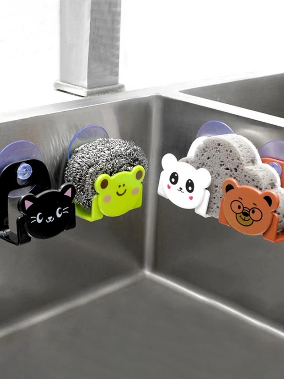 1pc Cartoon Animal Design Random Sink Drain Rack, Cartoon PP Animal Shaped Kitchen Sink Organizer For Kitchen