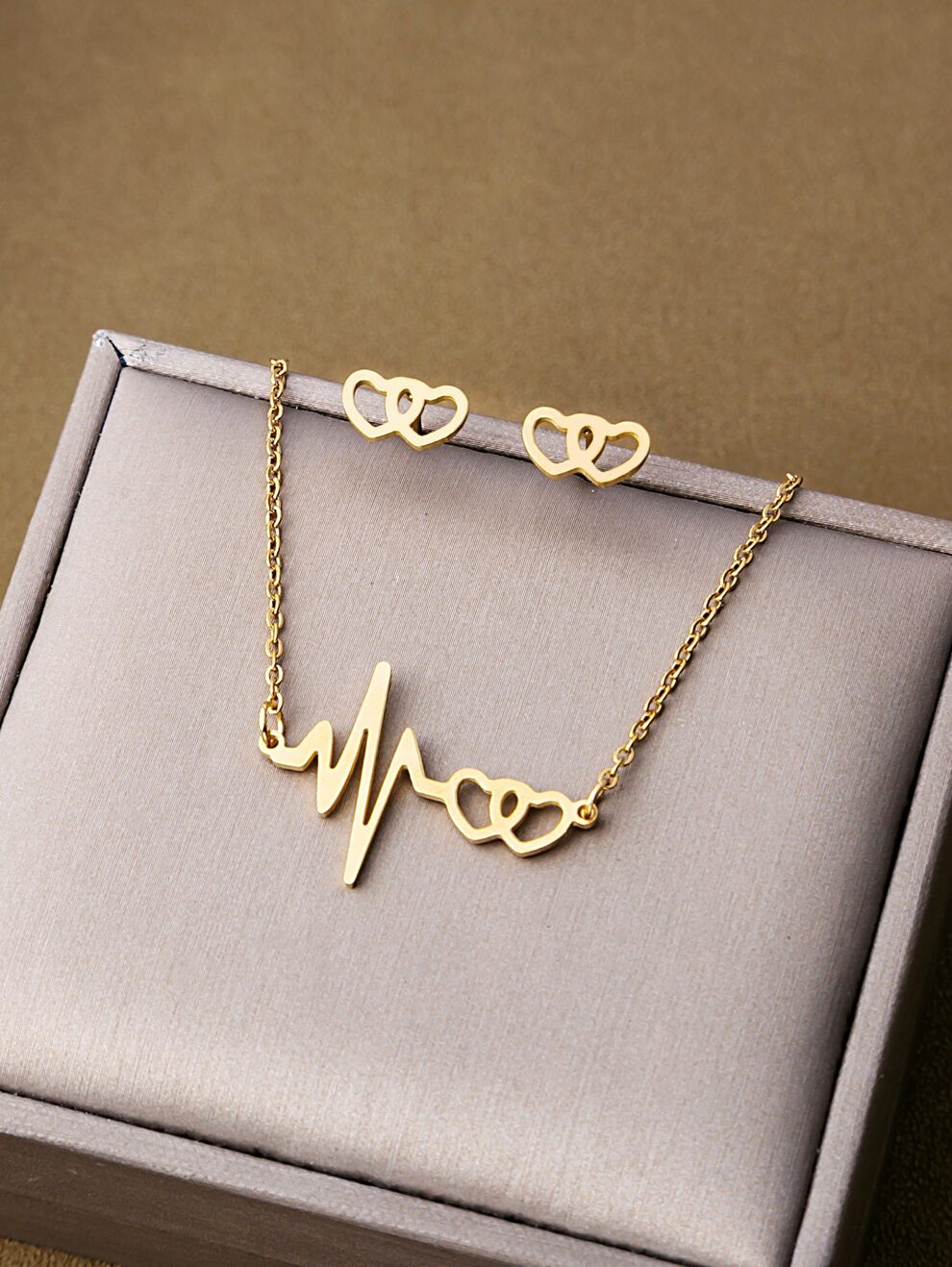 3pcs Heartbeat Decor Jewelry Set