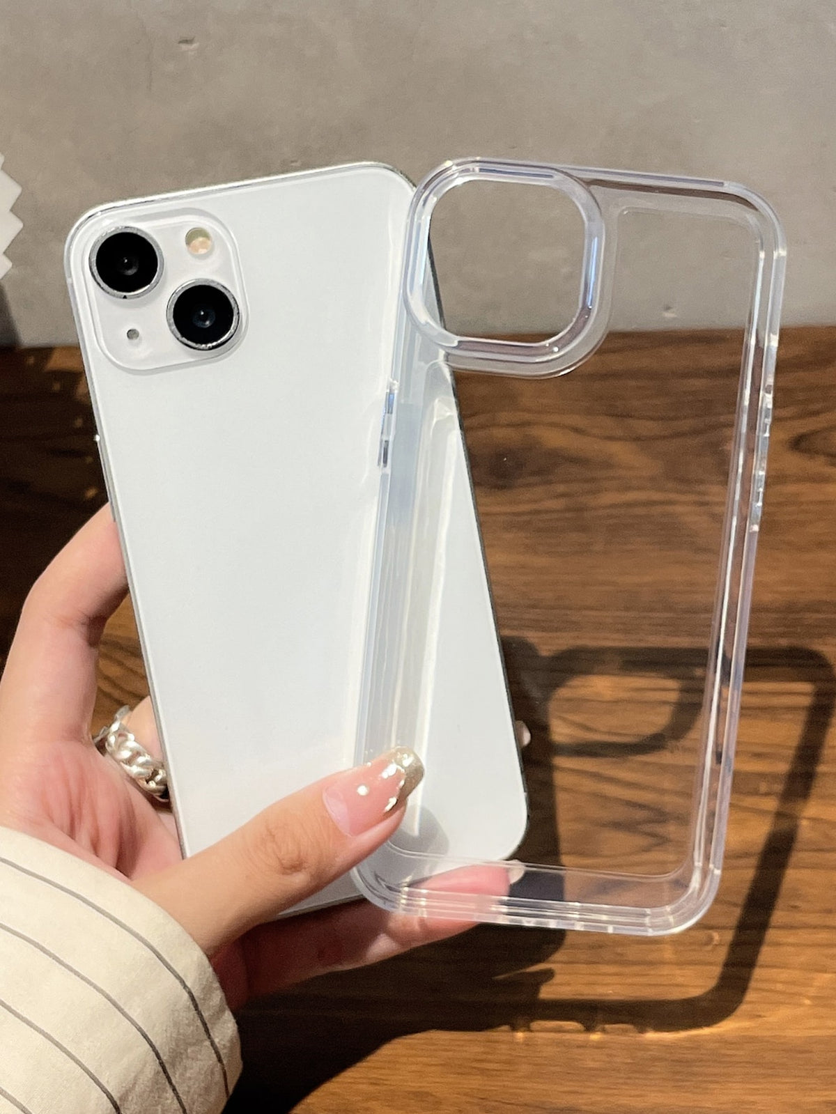 2-In-1 Phone Case & Lens Film, 1pc Thick Acrylic 2-In-1 PC Phone Case + 1pc Glitter Lens Film Protective Set Compatible With IPhone 15/15Pro/15PLUS/15Promax/11/12/13/14/12mini/XR/7G/8P