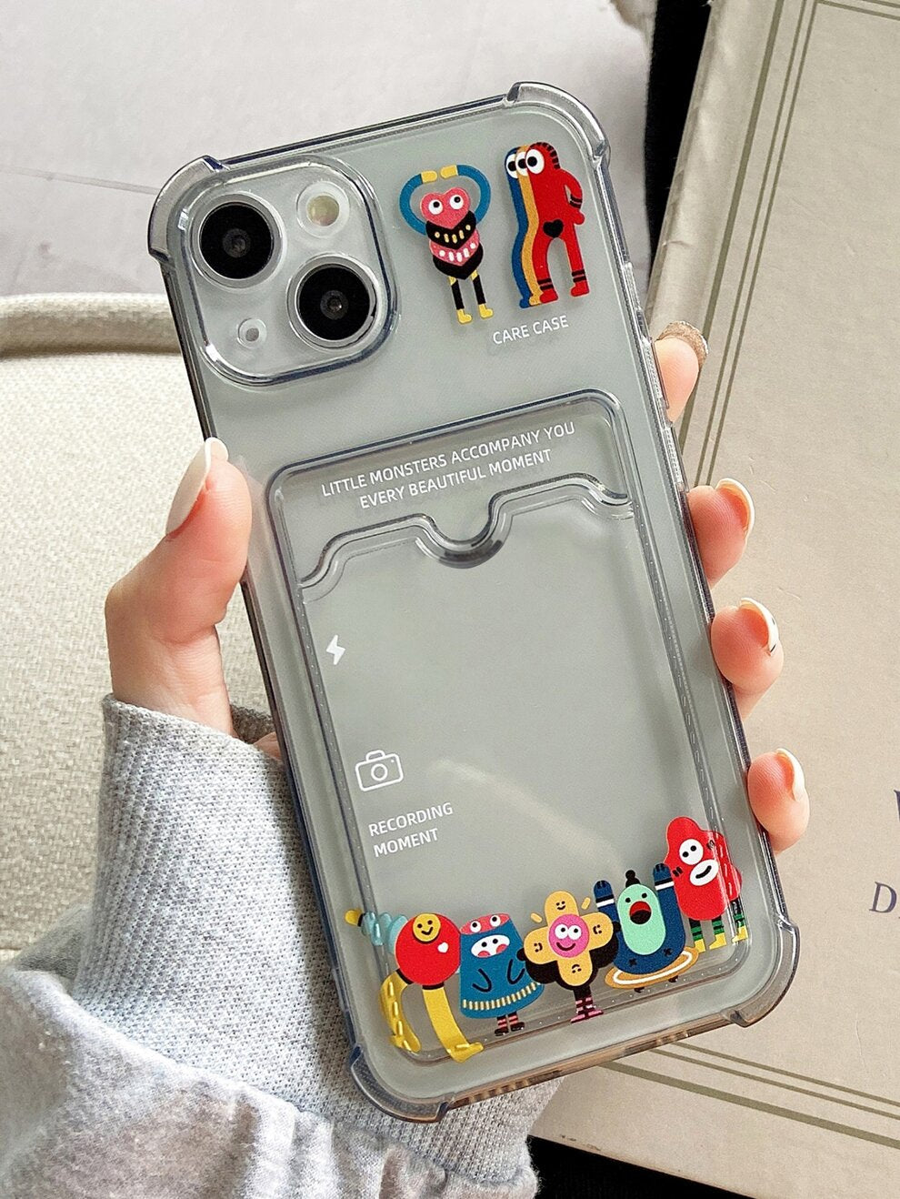 Cartoon Monster Card Slot Phone Case Compatible With iPhone15/15Plus/15Pro/15Promax