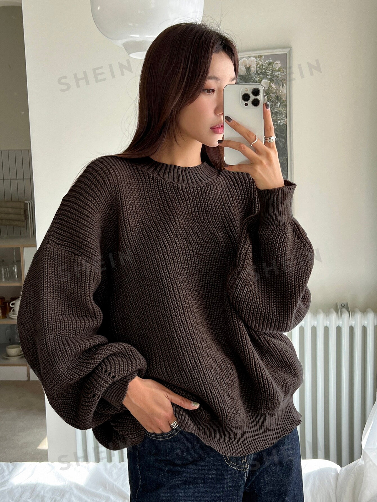 DAZY Solid Drop Shoulder Sweater