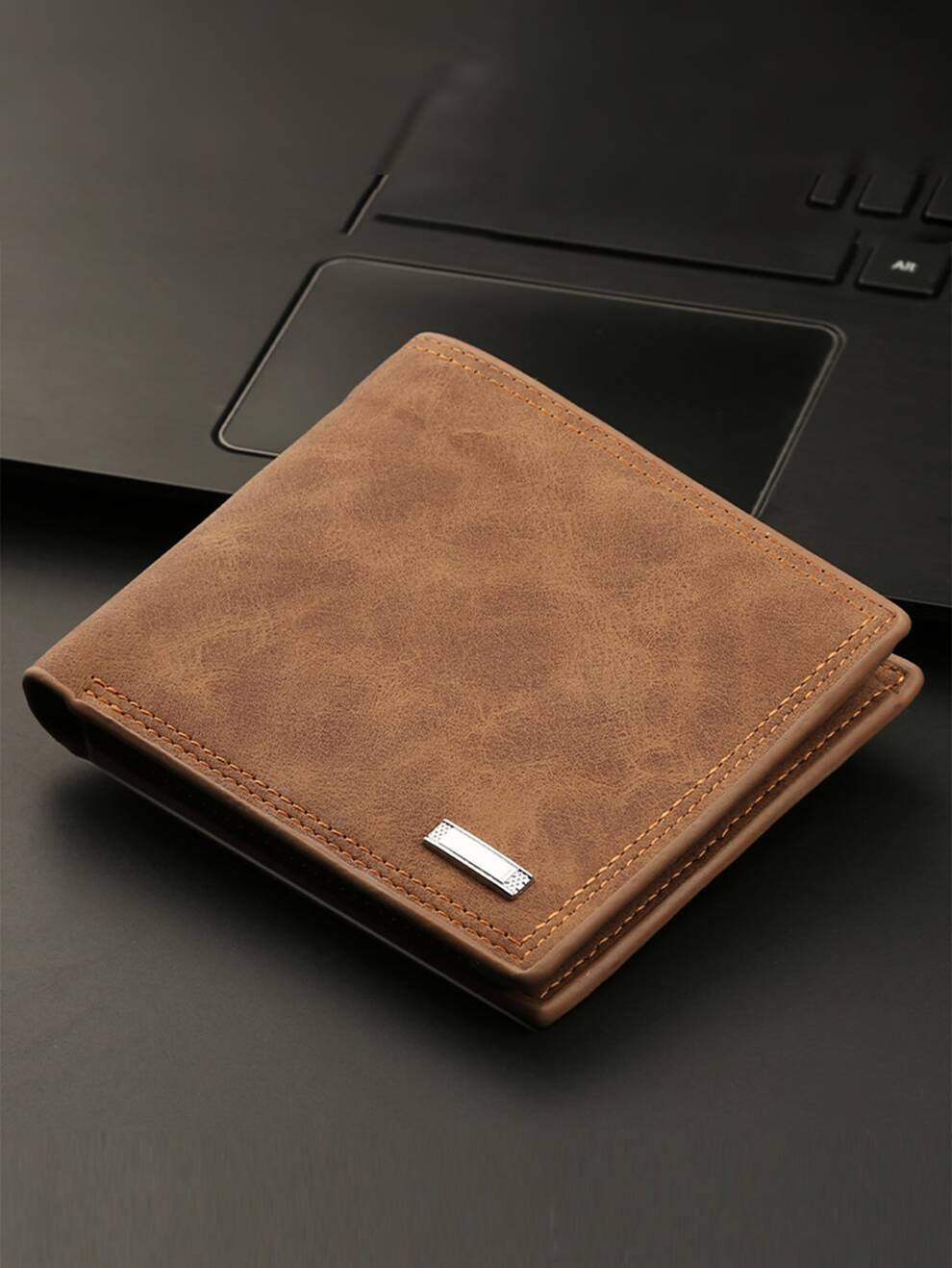 Men Metal Decor Small Wallet Credit Card Small Purse Bi-Fold Slim Men Wallet Dad Gifts Hot Durable Solid Classic Gift Business Pocket Clutch Lightweight Retro PU Leather Bi-Fold Id Passport Pocket Wal