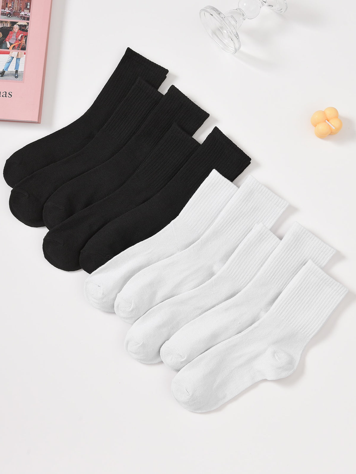 10pairs Solid Crew Socks