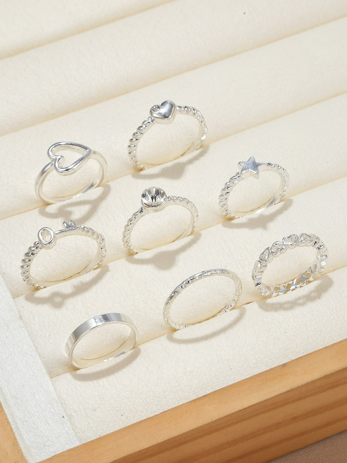 8pcs Heart & Star Decor Ring