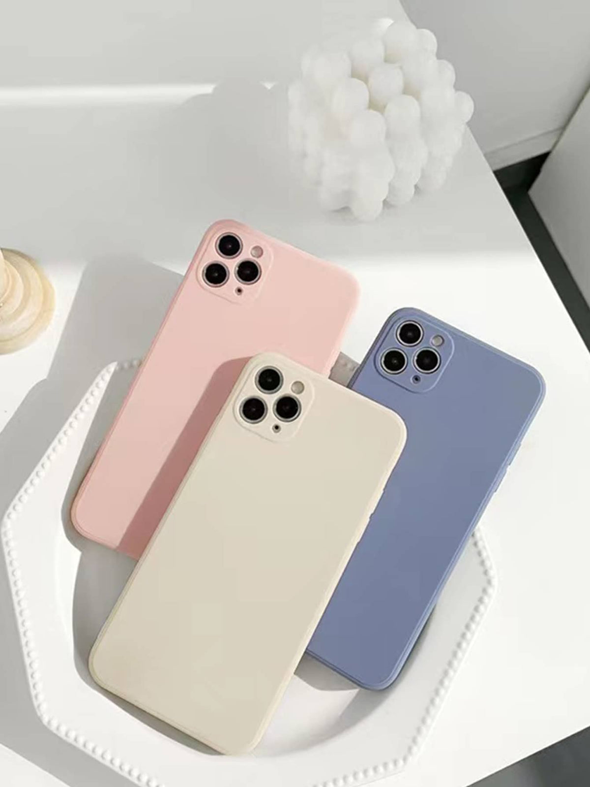 3pcs Solid Phone Case Compatible With iPhone 15/15Pro/15Plus/15Promax