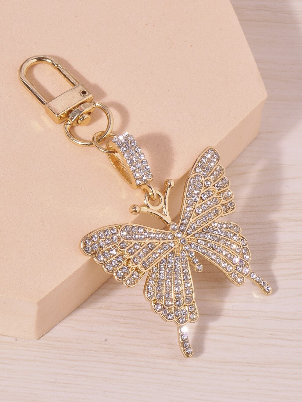 Rhinestone Decor Butterfly Design Bag Charm Keychain Cute Keyring Bag Suitcase Accessory Bag Accessories Shoulder Bag Crossbody Bag Handle Bag Handbag Party Holiday Gift Birthday Valentine's Day Styli