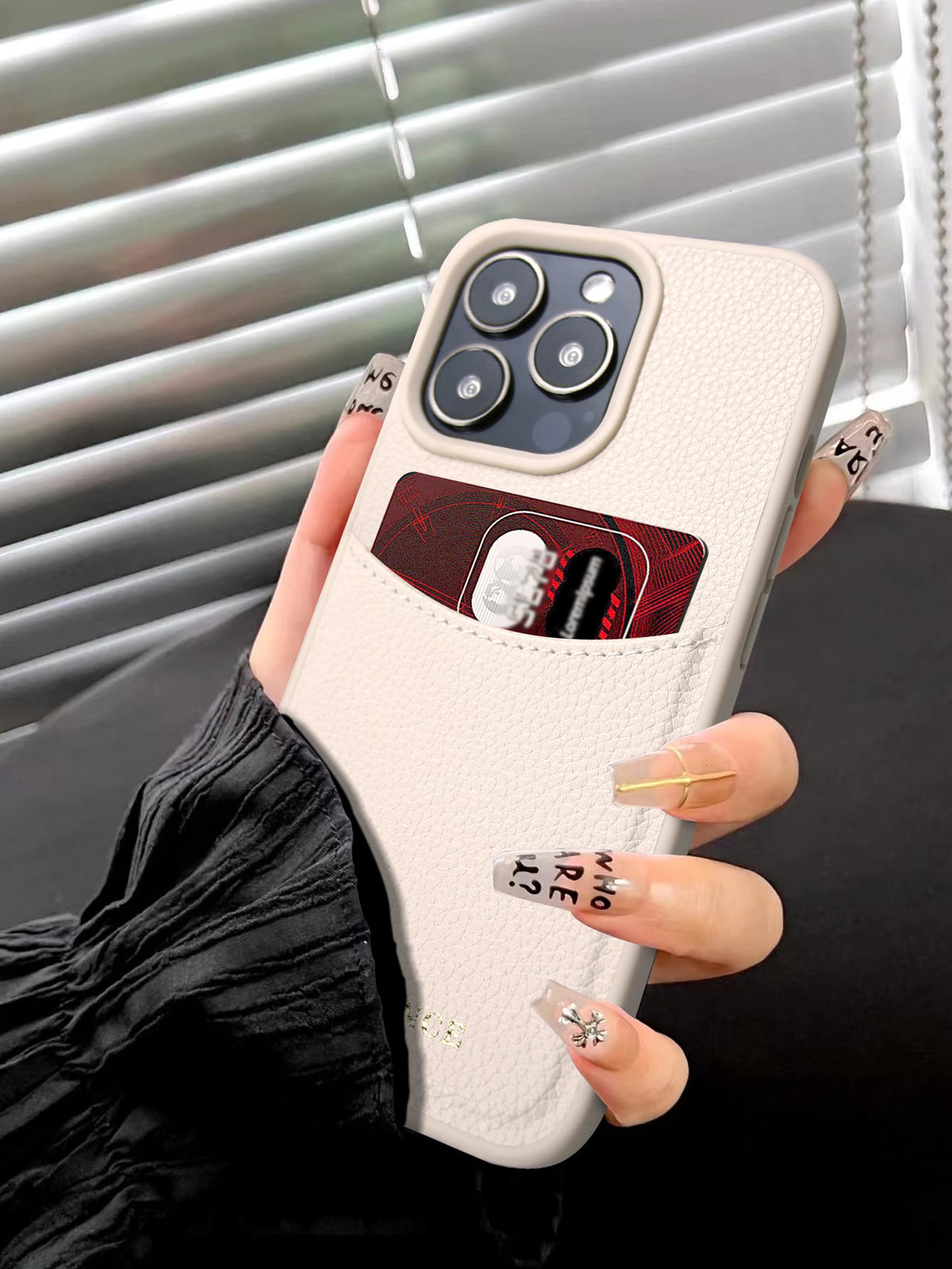 1pc White Fashionable Card Holder Shockproof PU Leather Phone Case Compatible With Apple IPhone 15 14 13 12 Pro Max Plus