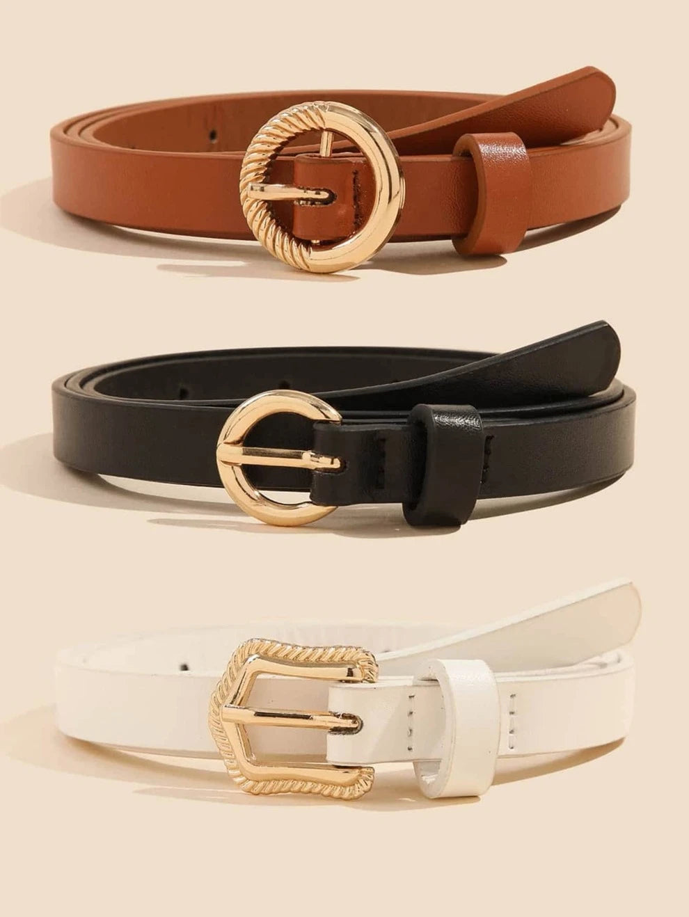 3pcs Metal Buckle Belt