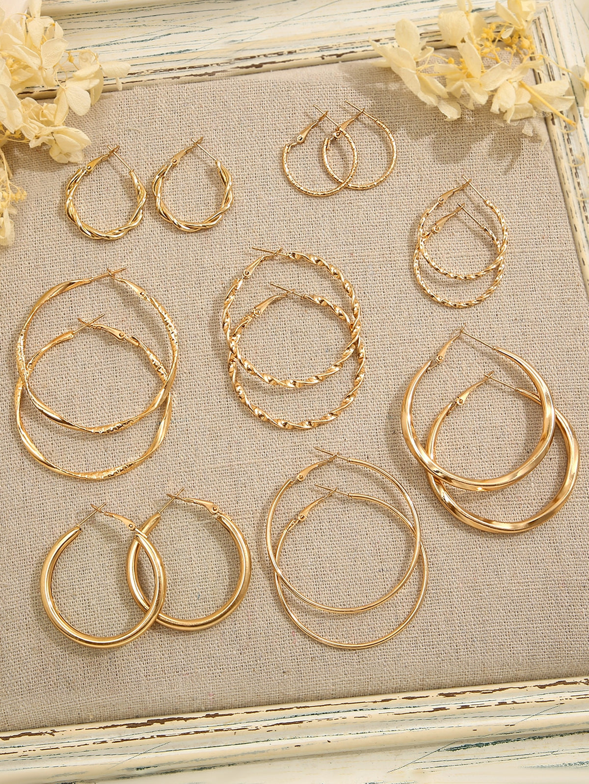 8pairs Twist Detail Hoop Earrings