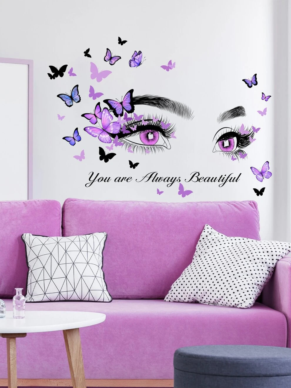 1pc Butterfly & Figure Graphic Wall Sticker, Modern Self Adhesive Wall Art Decal For Home Decor