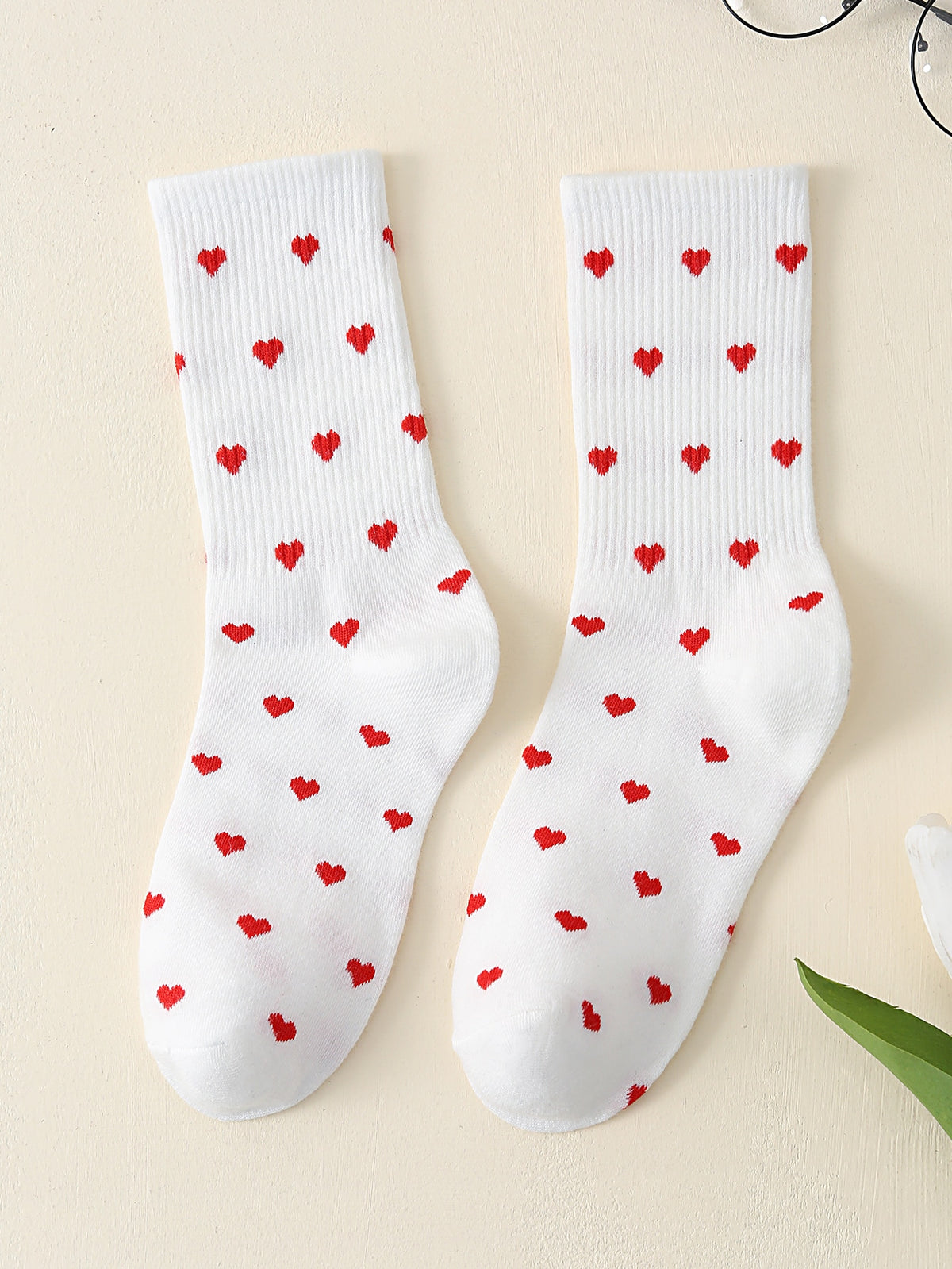 Men Heart Pattern Crew Socks