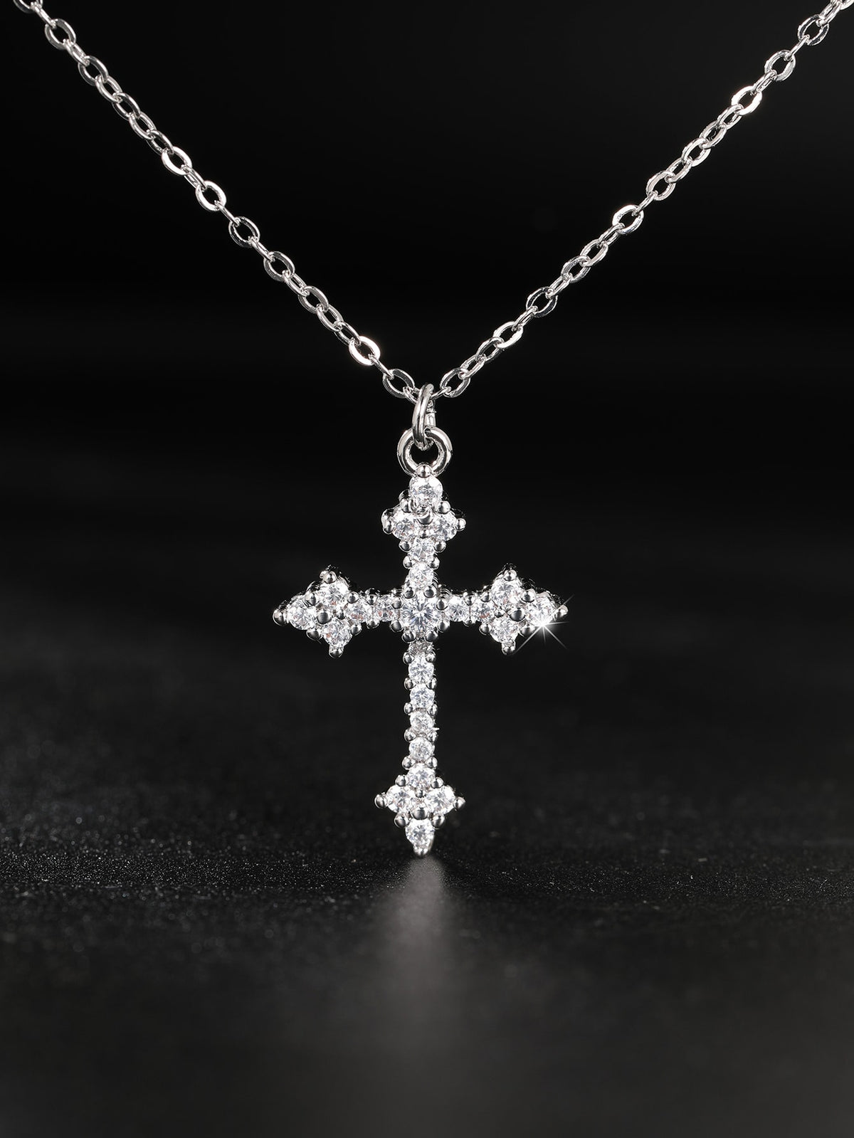 Cubic Zirconia Cross Pendant Necklace