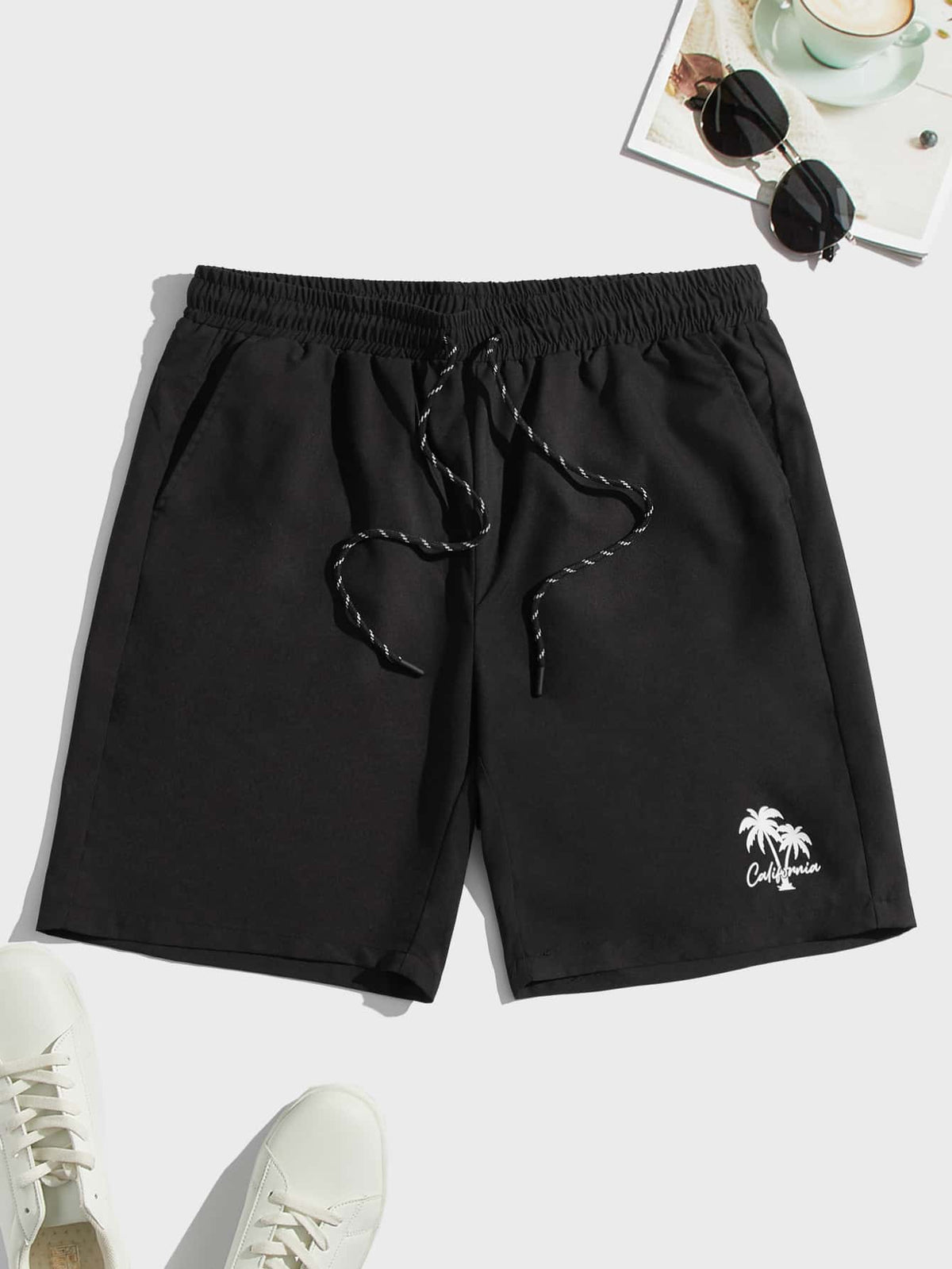 Manfinity Chillmode Men Coconut Tree Print Drawstring Waist Shorts