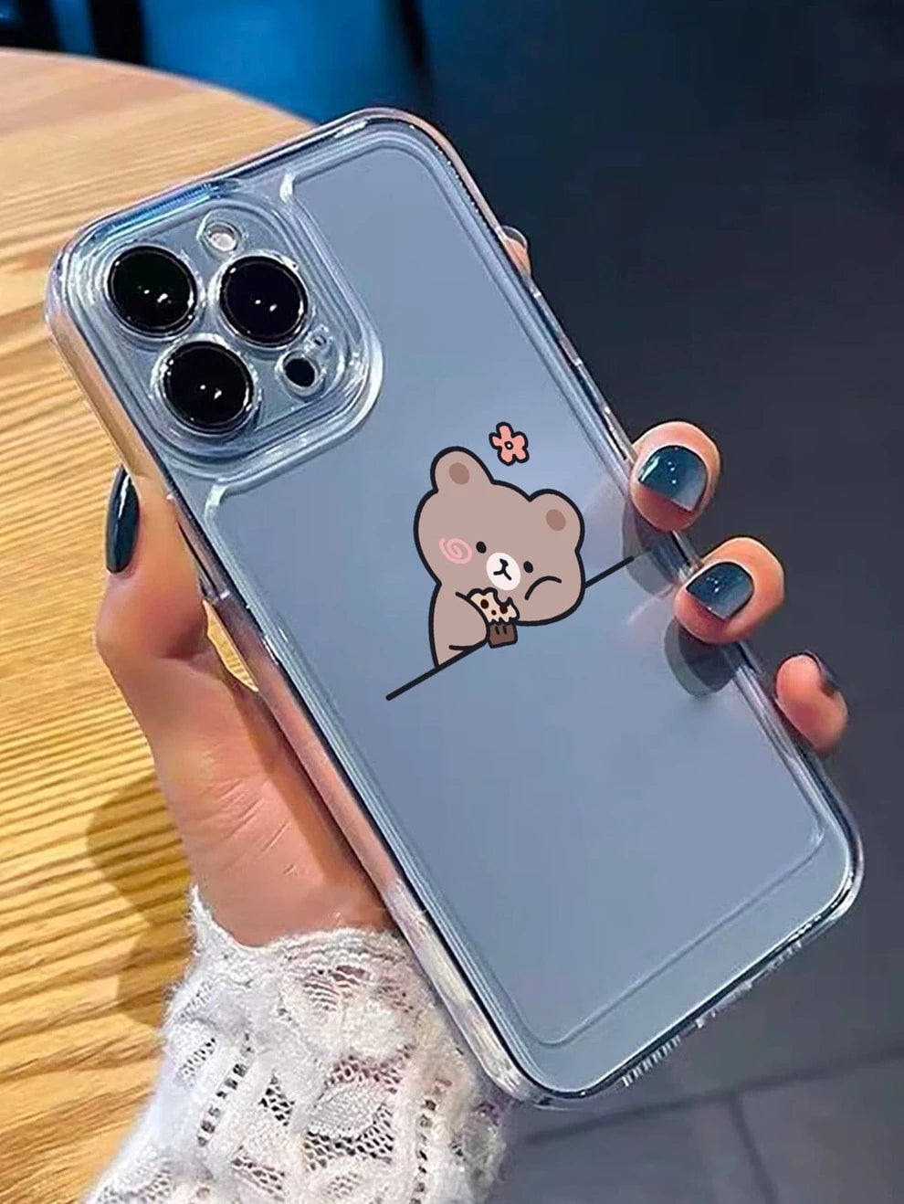 Kawaii Cartoon Bear Pattern Clear Phone Case Compatible With Apple iPhone 15/15Plus/15Pro/15Promax