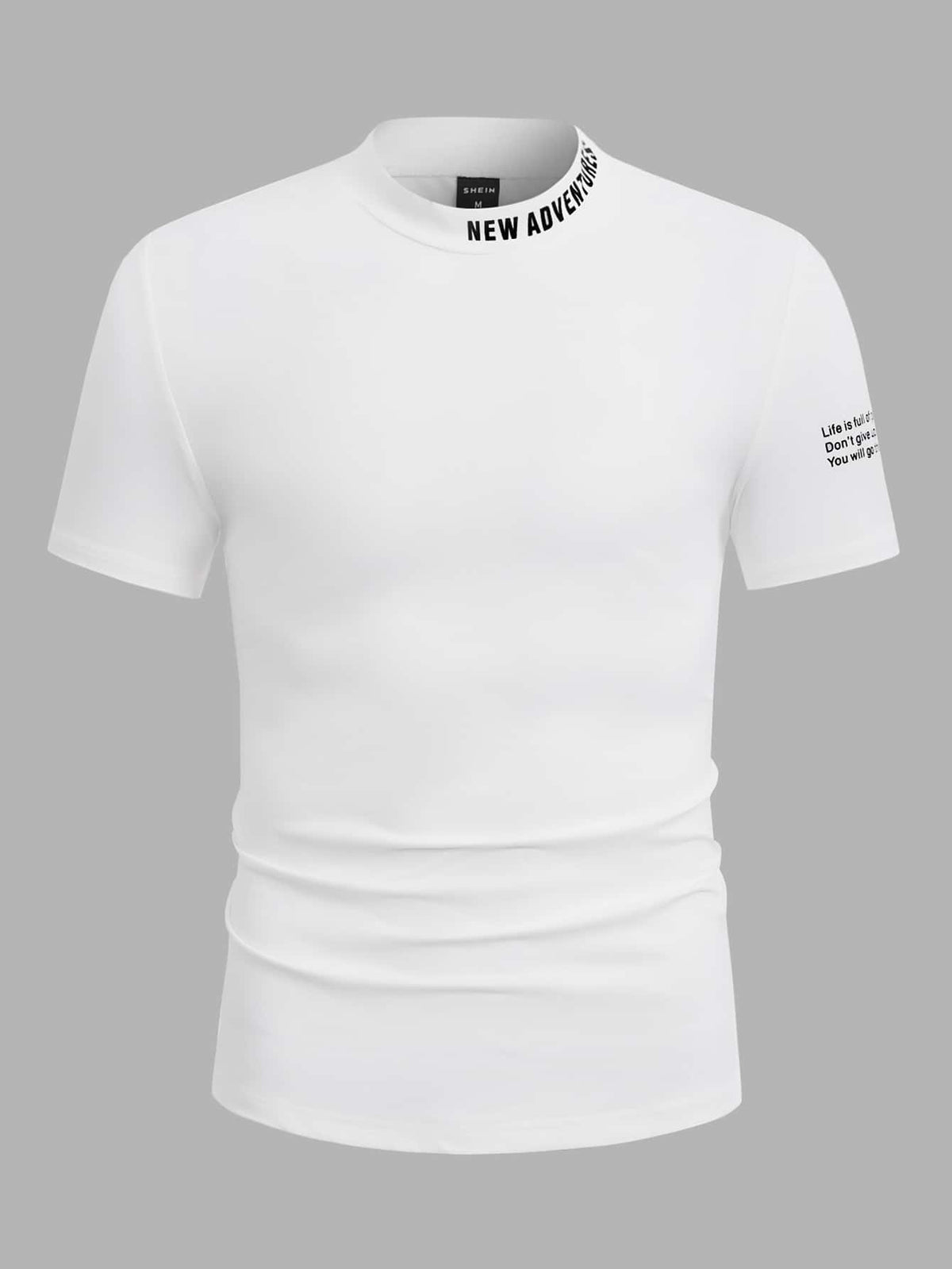 Manfinity Modomio White Slim-Fit Knitted Turtleneck Short Sleeve T-Shirt