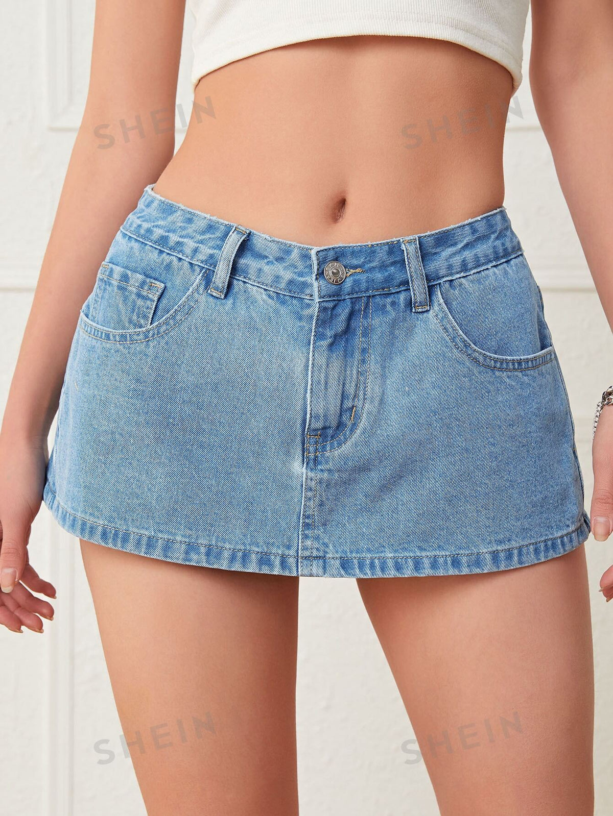 SHEIN ICON Washed Denim Skort