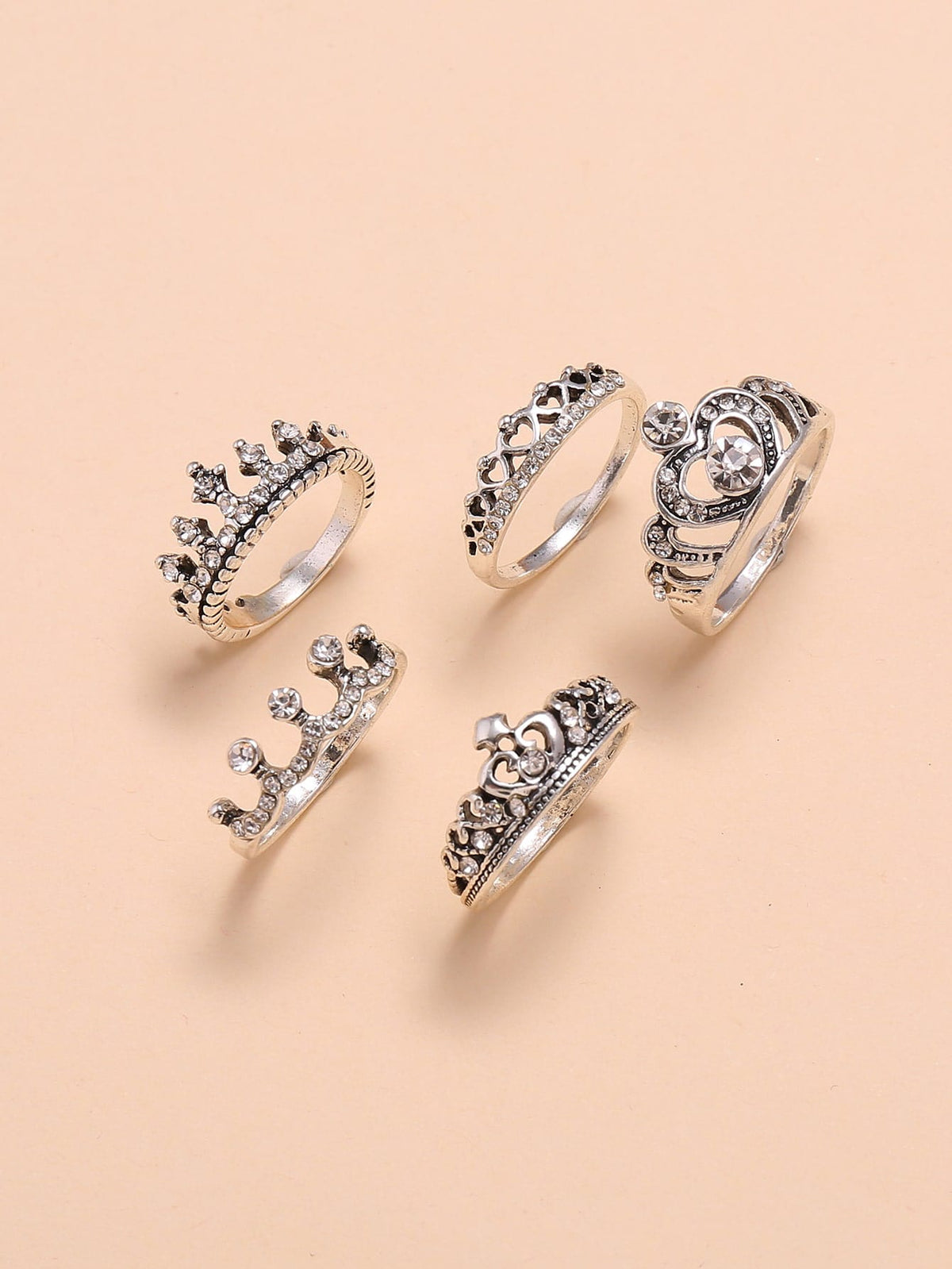 5pcs Rhinestone Decor Ring