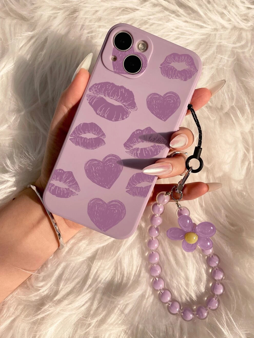 Mouth Print Phone Case With Lanyard