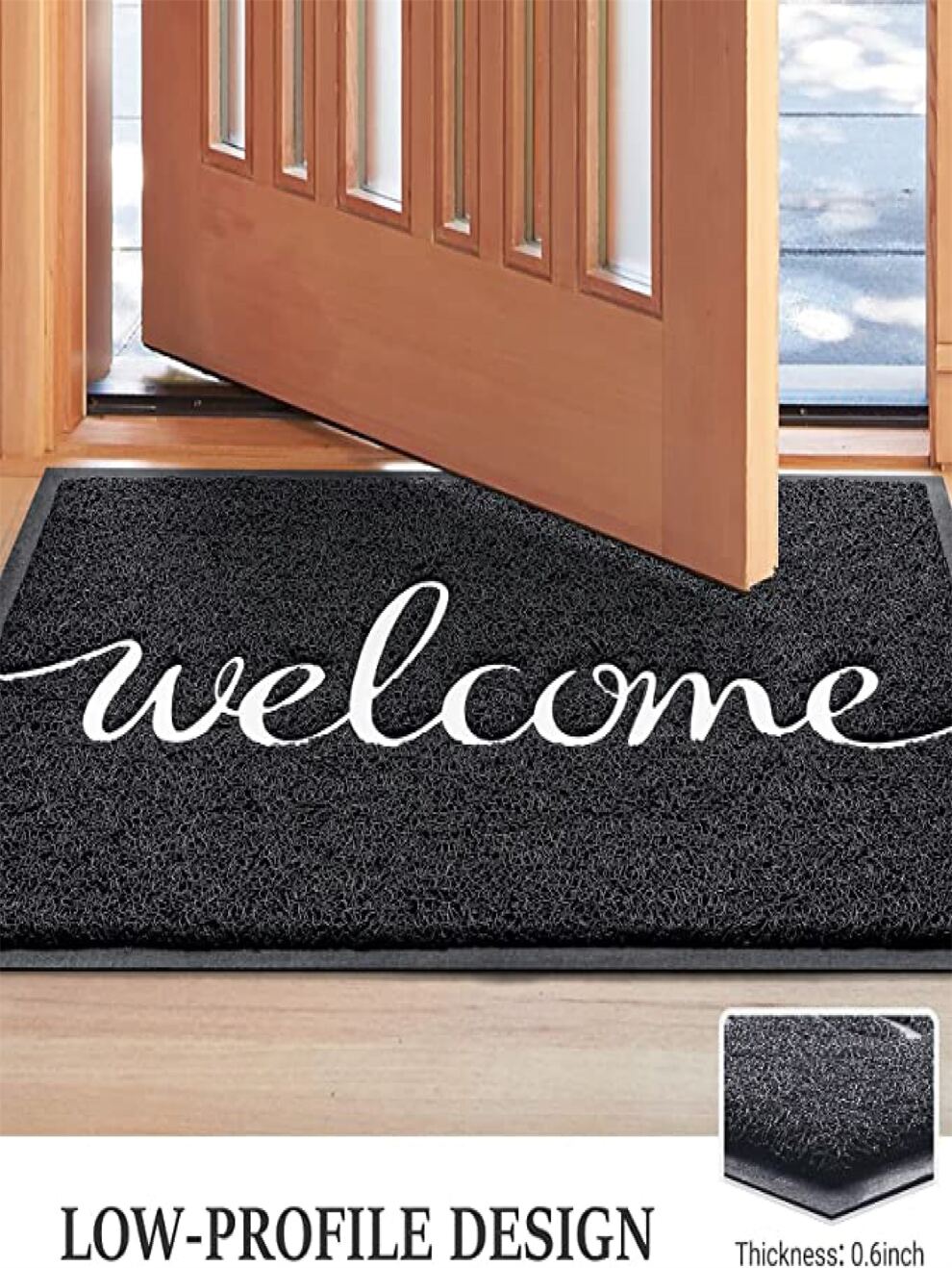 1pc PVC Door Mat, Modern Letter Graphic Anti-slip Outdoor Welcome Mat For Home