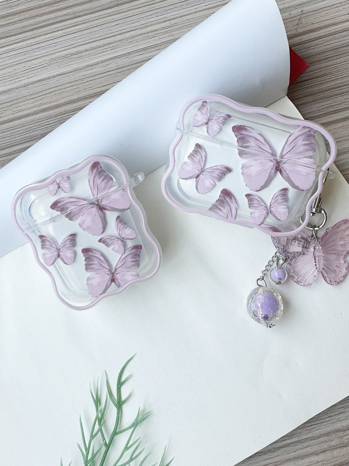 Fairycore 1pc Lace Lavender Butterfly Earphone Protective Case Compatible With Airpods Pro/Pro2/AirPods 3/AirPods 2, Transparent Anti-Drop