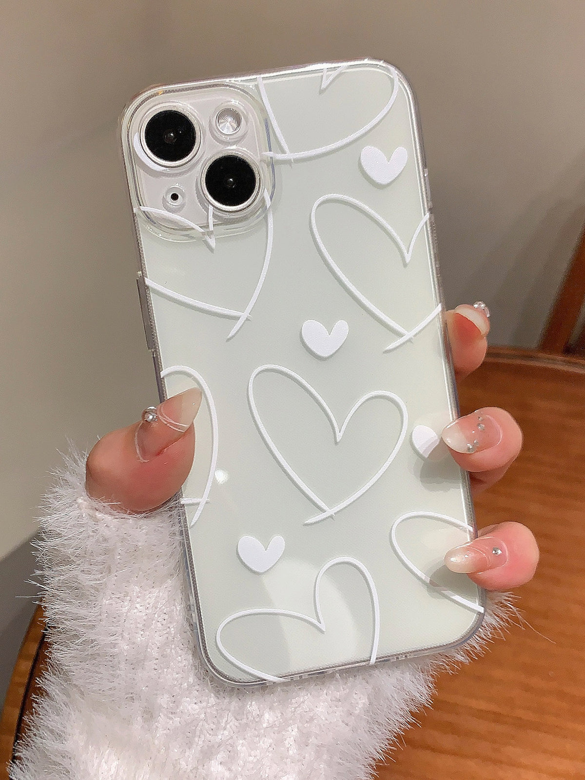 1pc Colored Heart Patterned Transparent Tpu Phone Case With Anti-drop Protection, Compatible With Iphone, Samsung, Huawei Phones