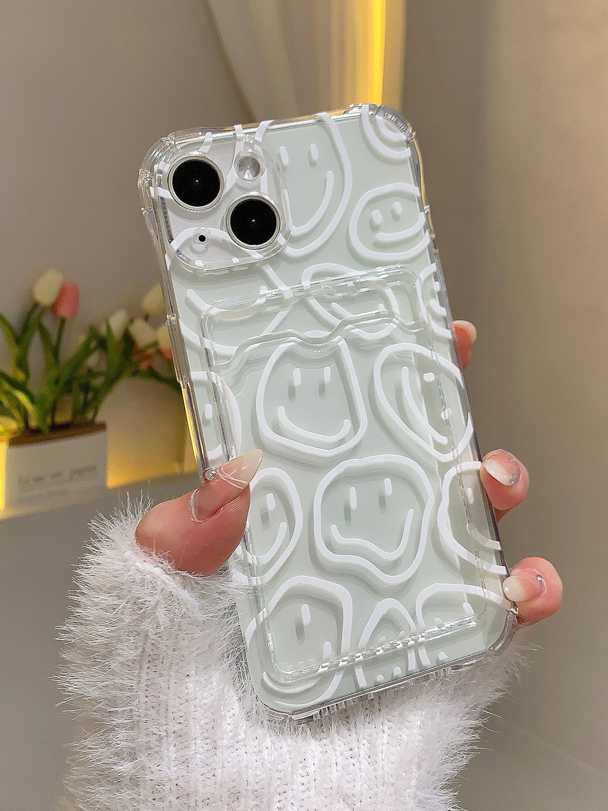 1pc Clear Expression Pattern Phone Case Compatible With Apple iPhone 15/15Pro