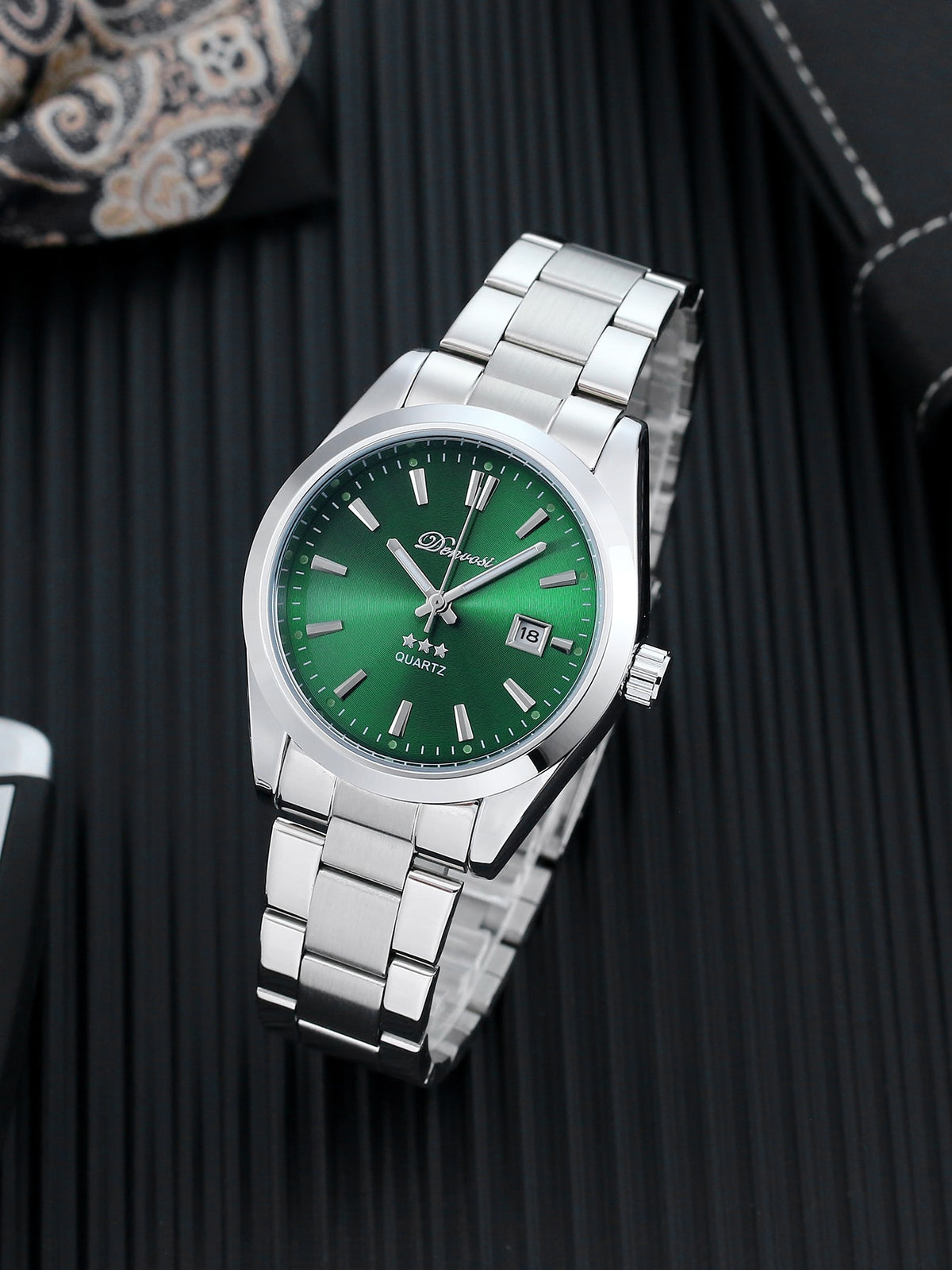 1pc Men's Stainless Steel Business Quartz Wristwatch