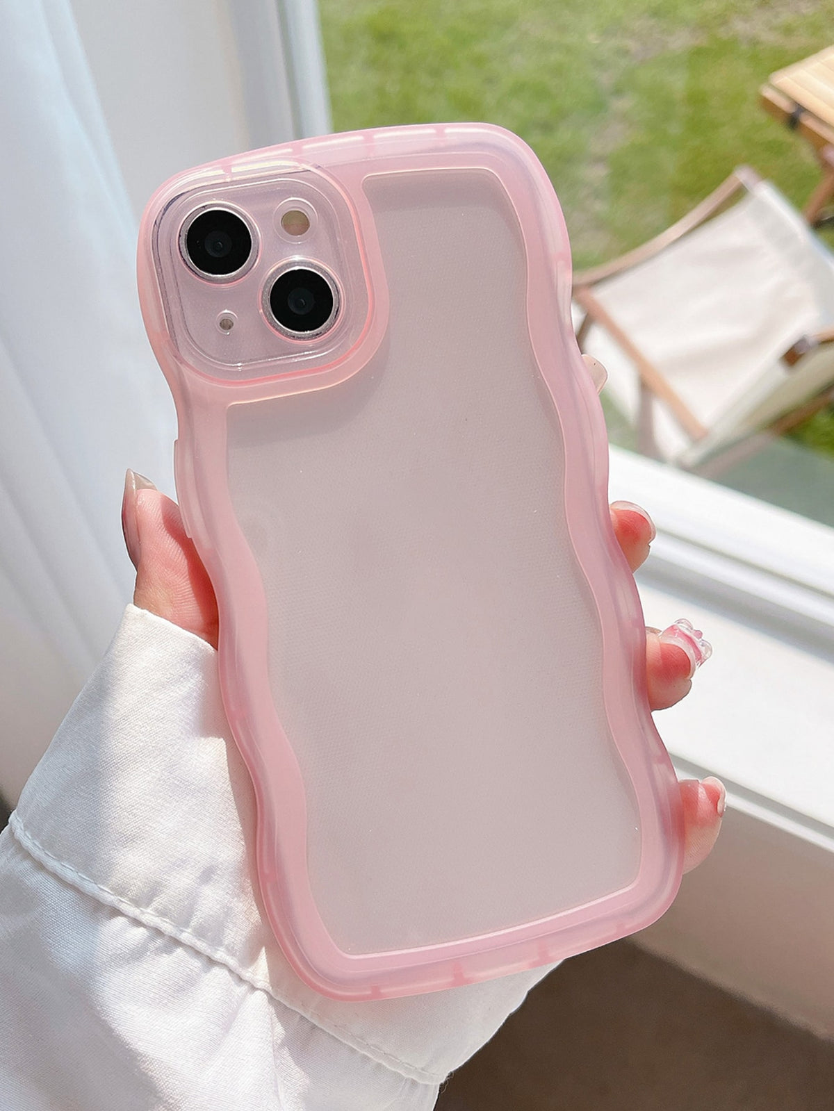 Pink Contrast Frame Clear Phone Case