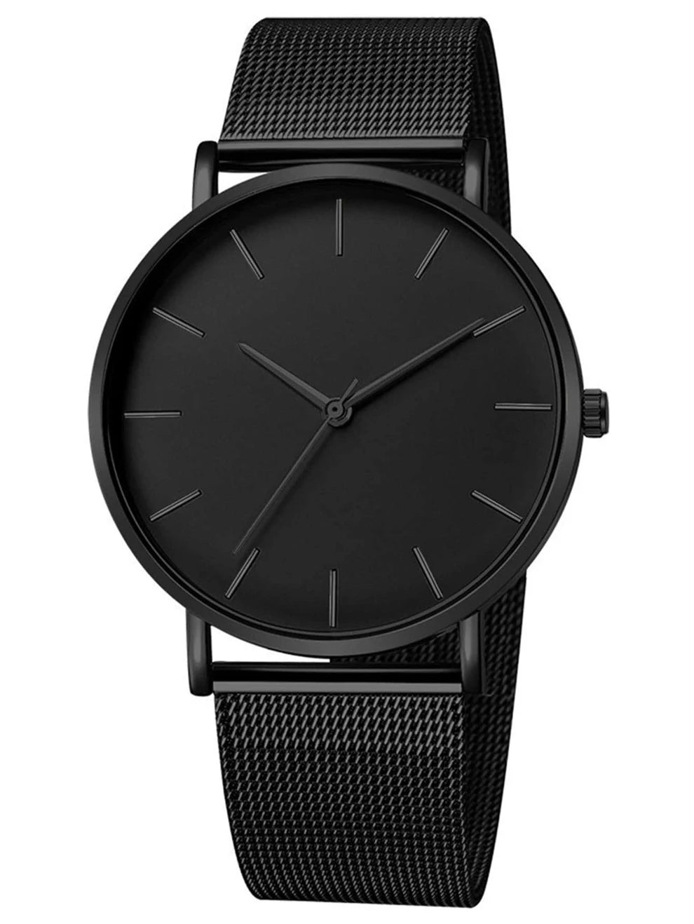 1pc Black Alloy Strap Fashion Round Dial Quartz Watch, For Daily Life