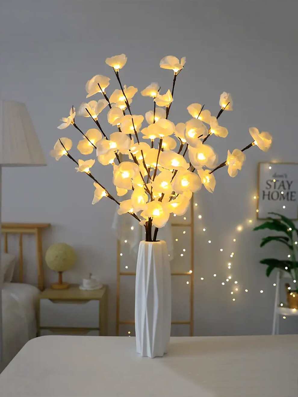 1pc 20 Led Iron Decorative Light, Modern Flower Design Decoration Light For Home