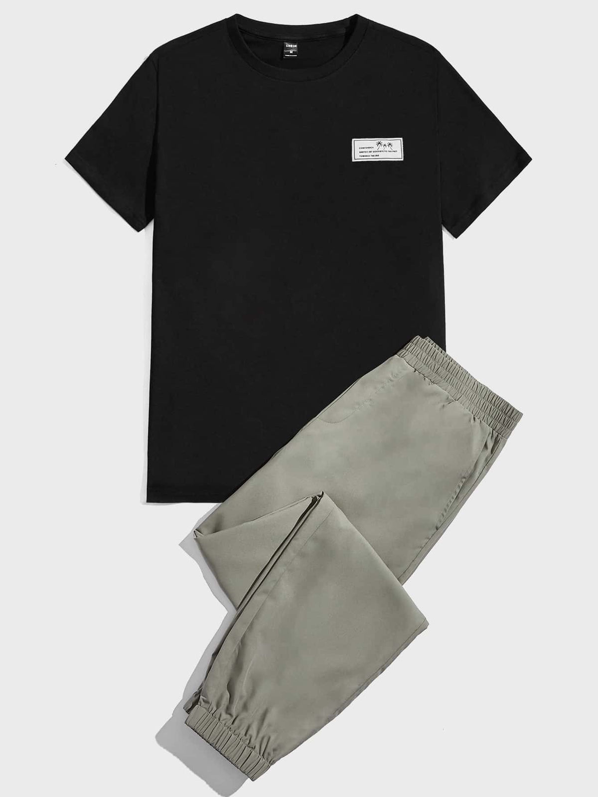 Manfinity Homme Men Slogan Patched Tee & Pants