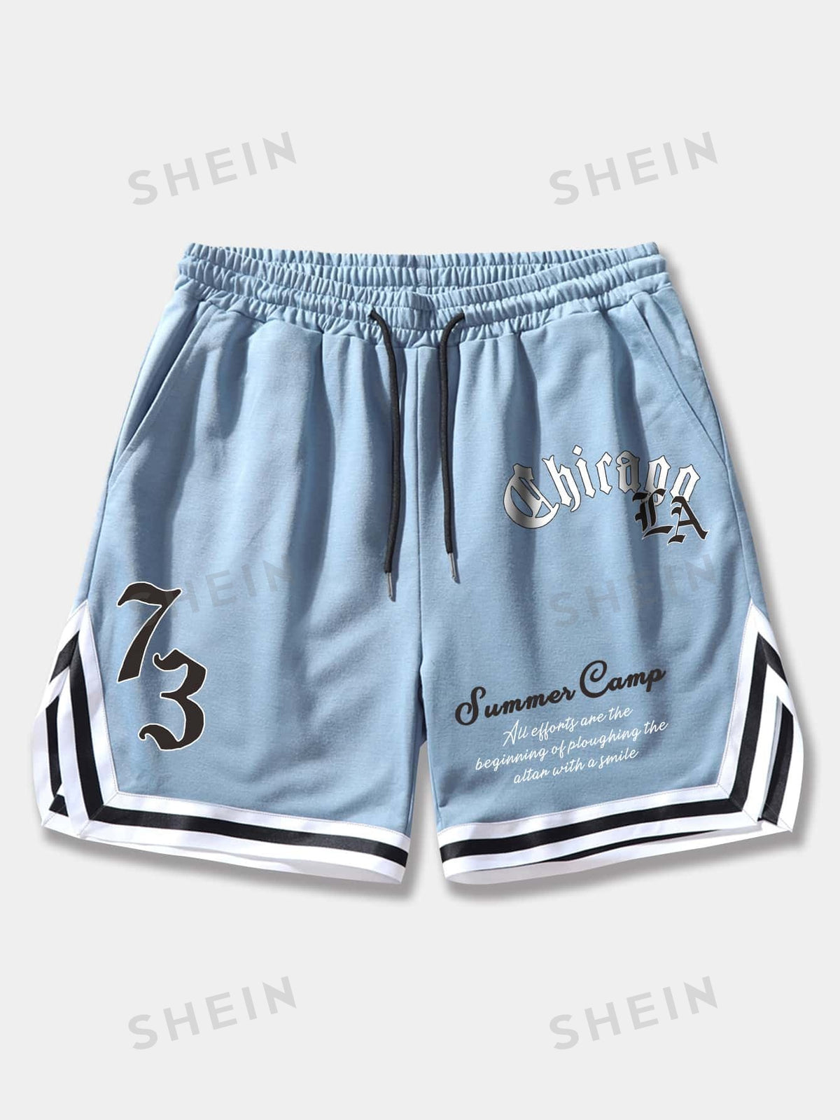 ROMWE Prep Men's Slogan Printed Knit Shorts, Perfect For Daily Wear In Spring And Summer