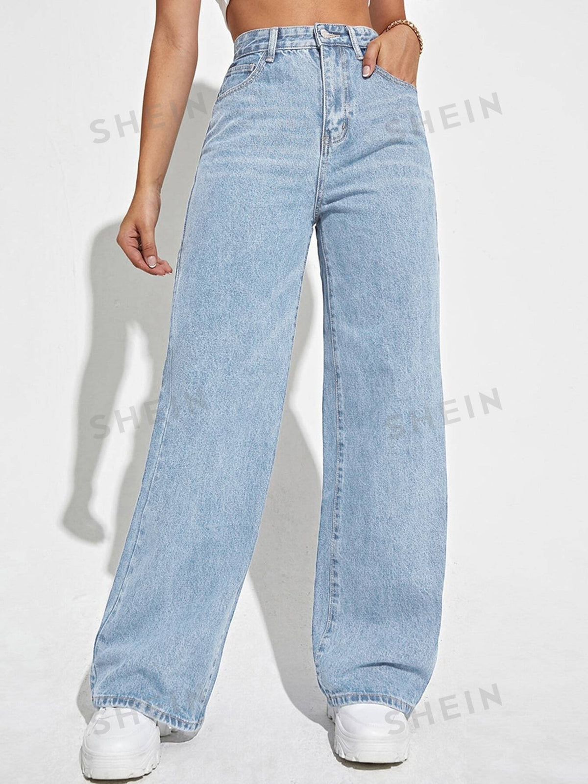 SHEIN EZwear High Waist Wide Leg Jeans