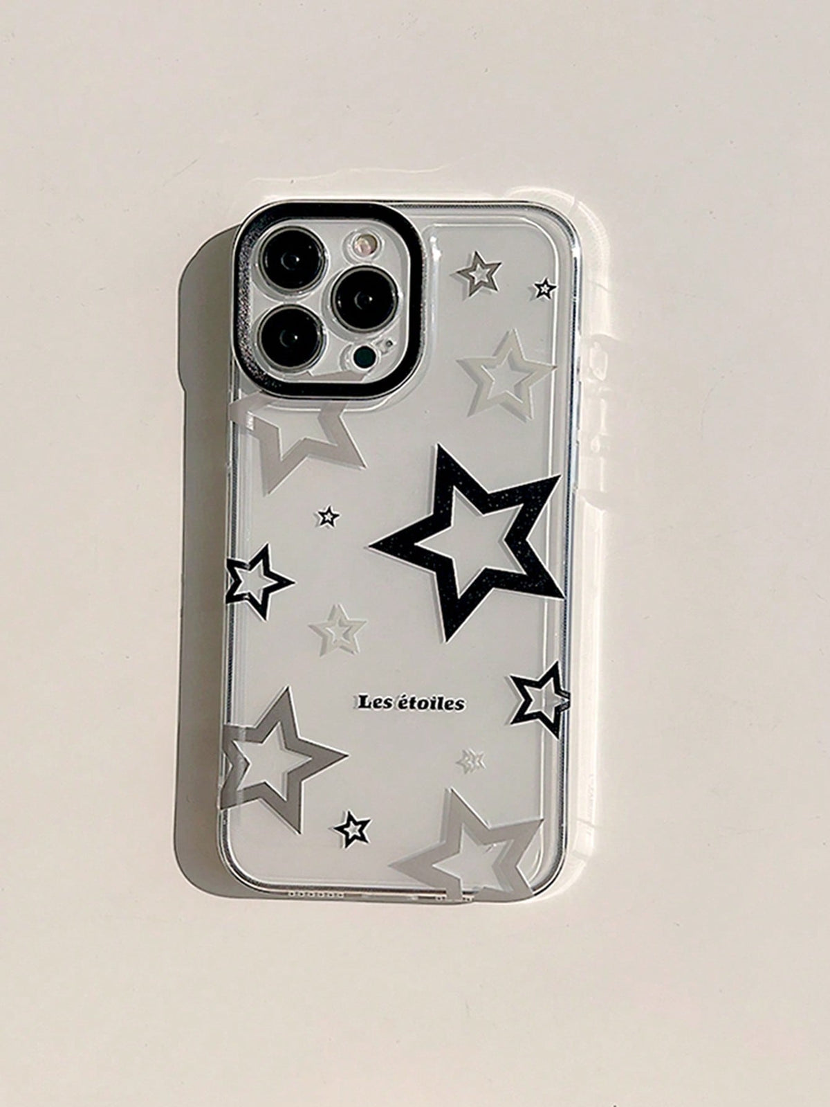 1pc Translucent Gray-Black Silver Star Phone Case, Gucadi Brand