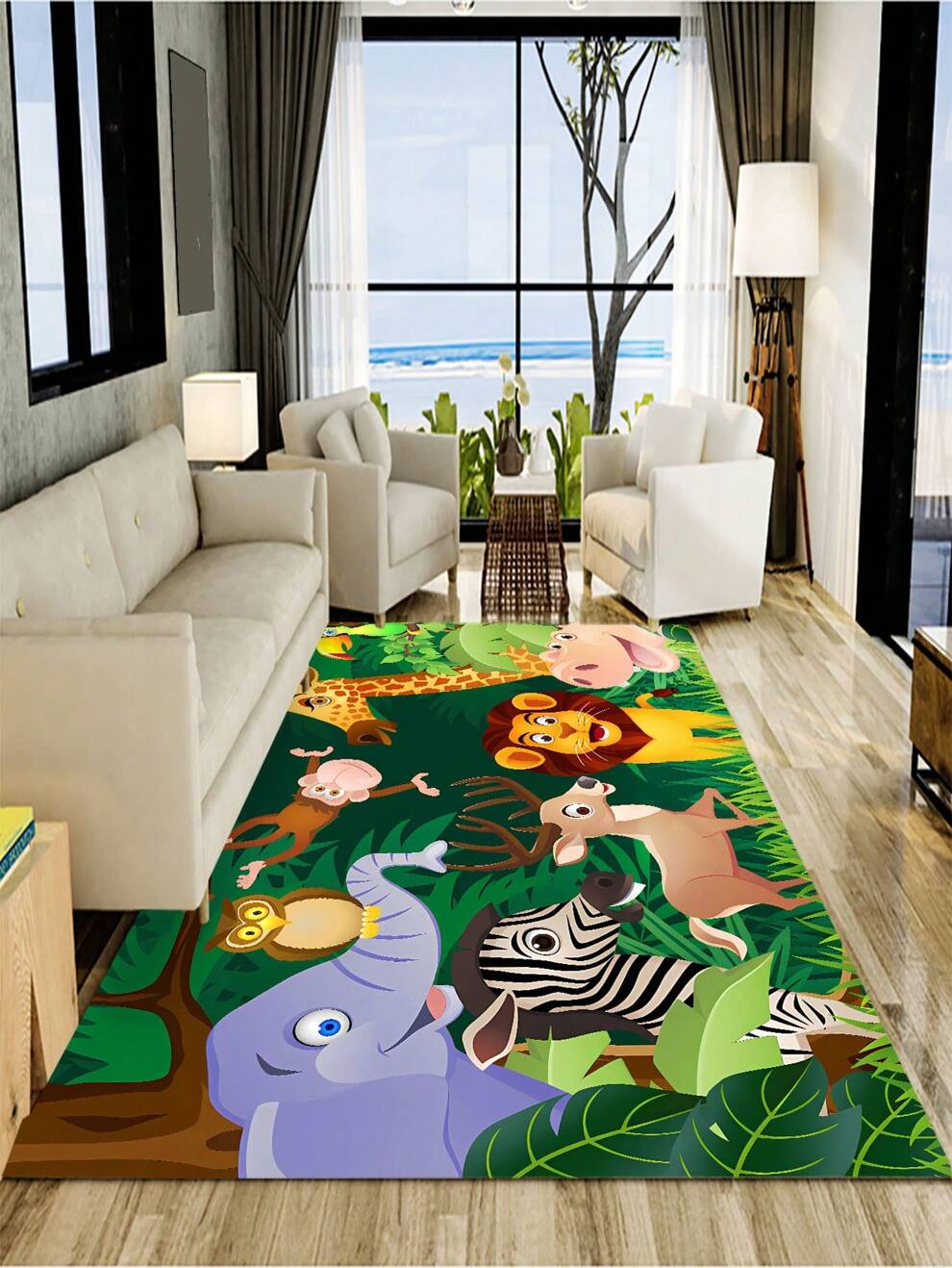 1pc Colorful Animal Pattern Rug, Polyester Soft Absorbent Floor Mat For Household