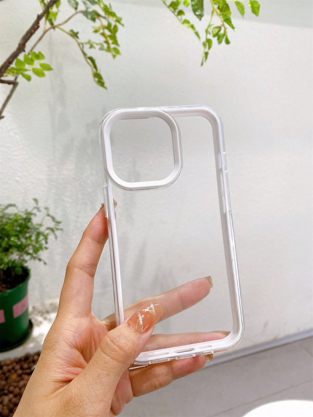 1pc High Translucent White Three-In-One Tpu Phone Case, Anti-Drop, Sweat-Proof, Anti-Fingerprint, Wear-Resistant, No Color Fading, Compatible With IPhone