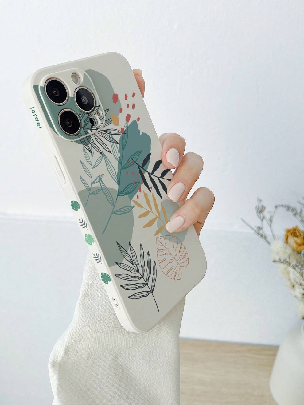 Summer Leaf Pattern Anti-Fall Phone Case Comptible With IPhone 11,IPhone 13,Galaxy A14