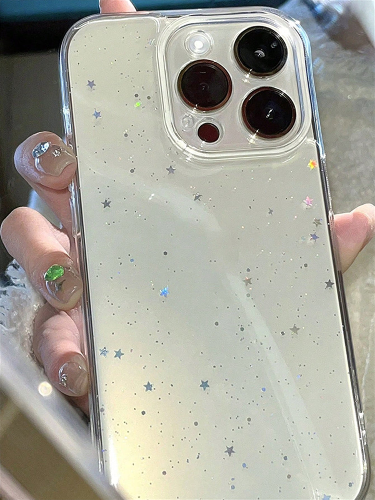 Y2k Star Sequin Clear Phone Case Compatible With IPhone15/15Plus/15Pro/15Promax