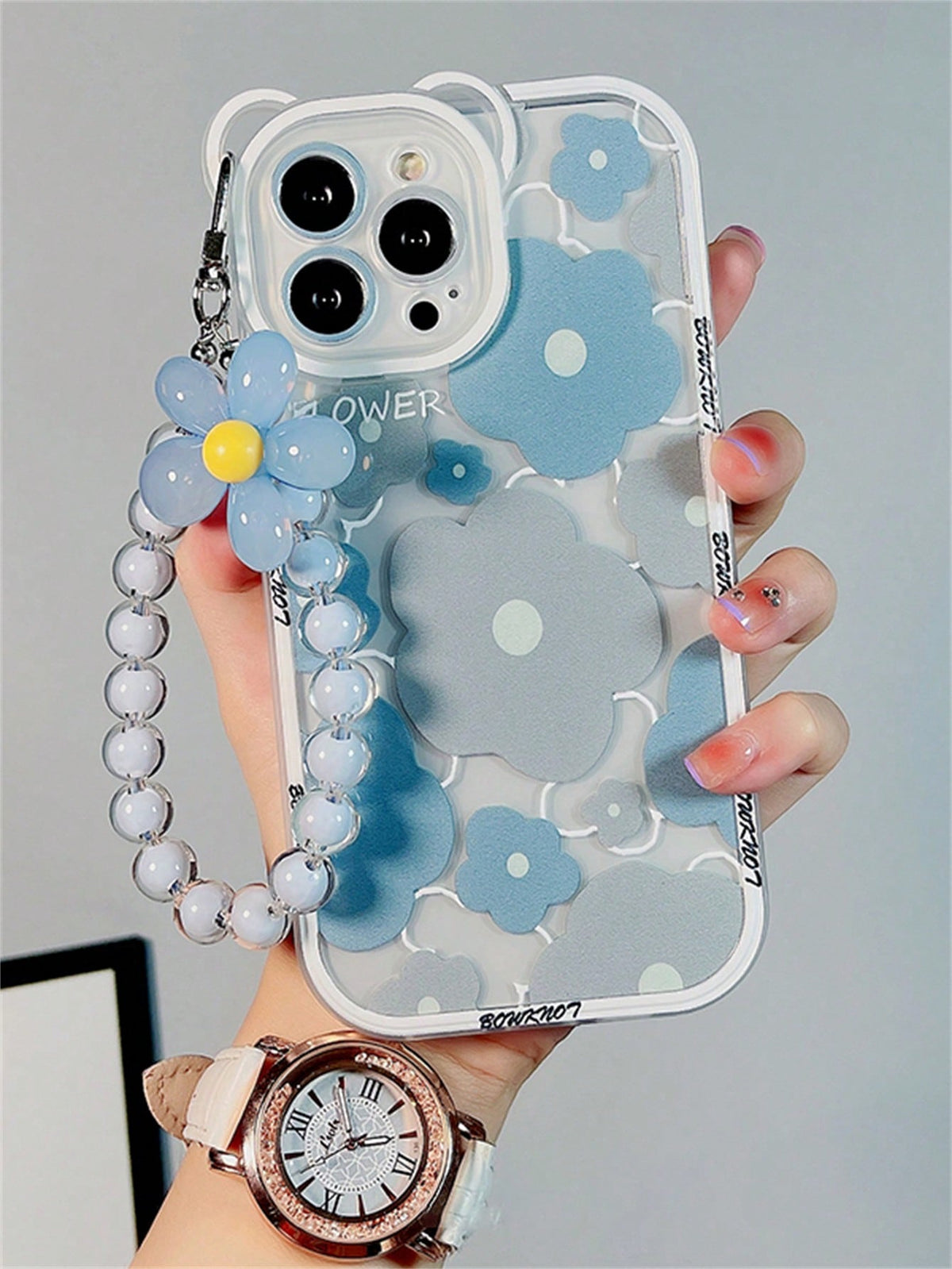 Flower Pattern Phone Case With Lanyard Compatible With IPhone15/15Plus/15Pro/15Promax Kawaii