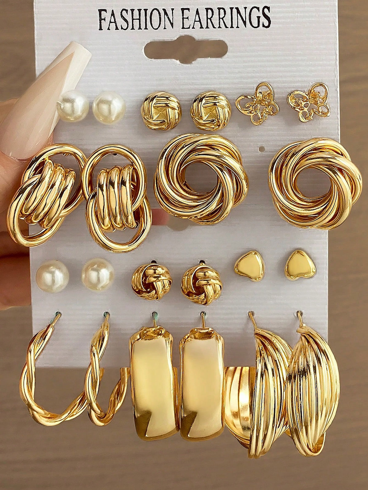 24pcs C-Shaped Faux Pearl Earring Set