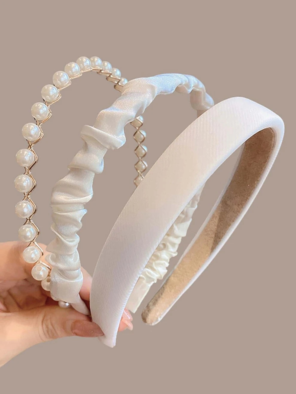 3pcs Women Faux Pearl Decor Elegant Headband, For Decoration