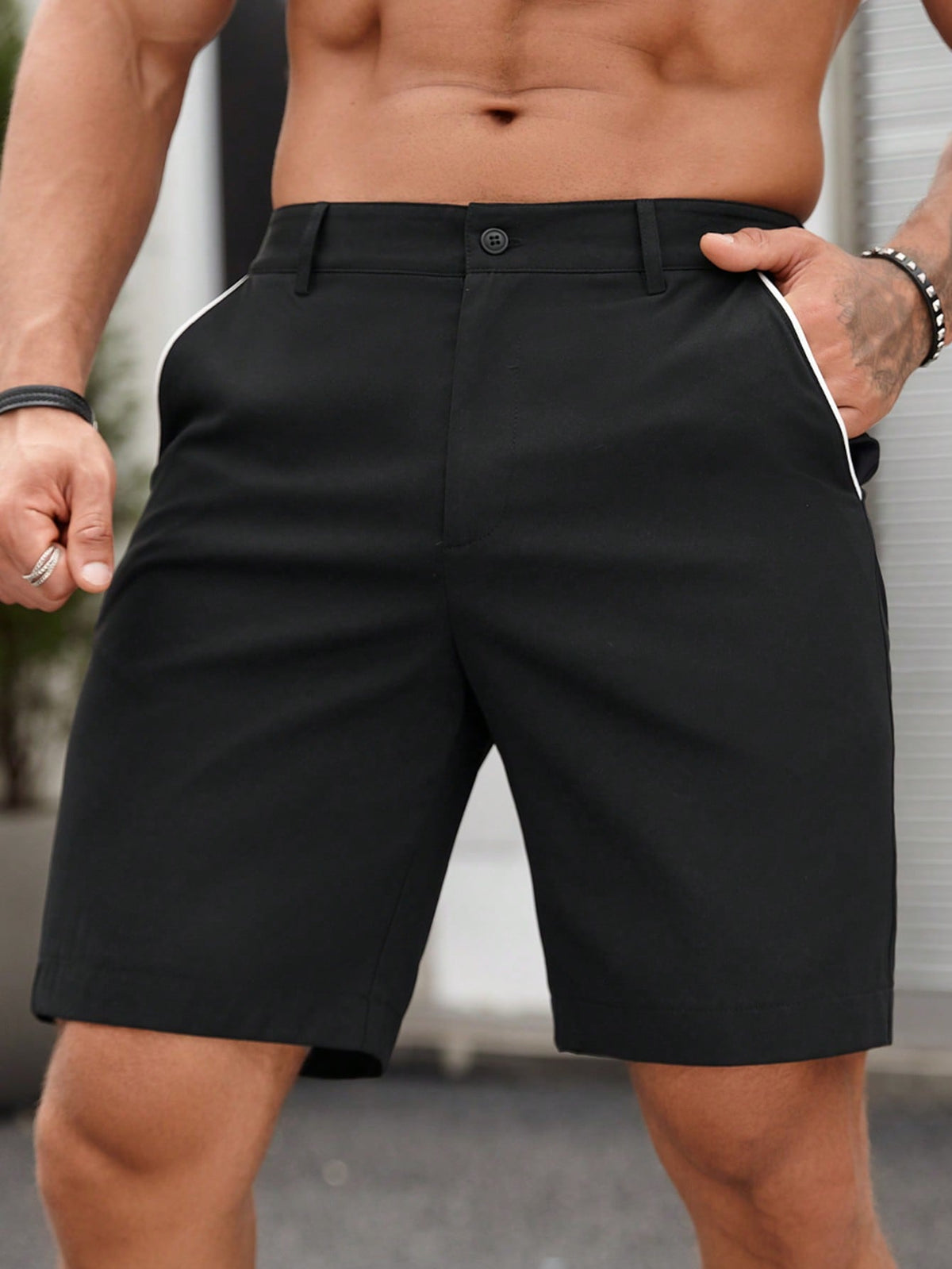 Manfinity Homme Men Contrast Piping Slant Pocket Bermuda Shorts