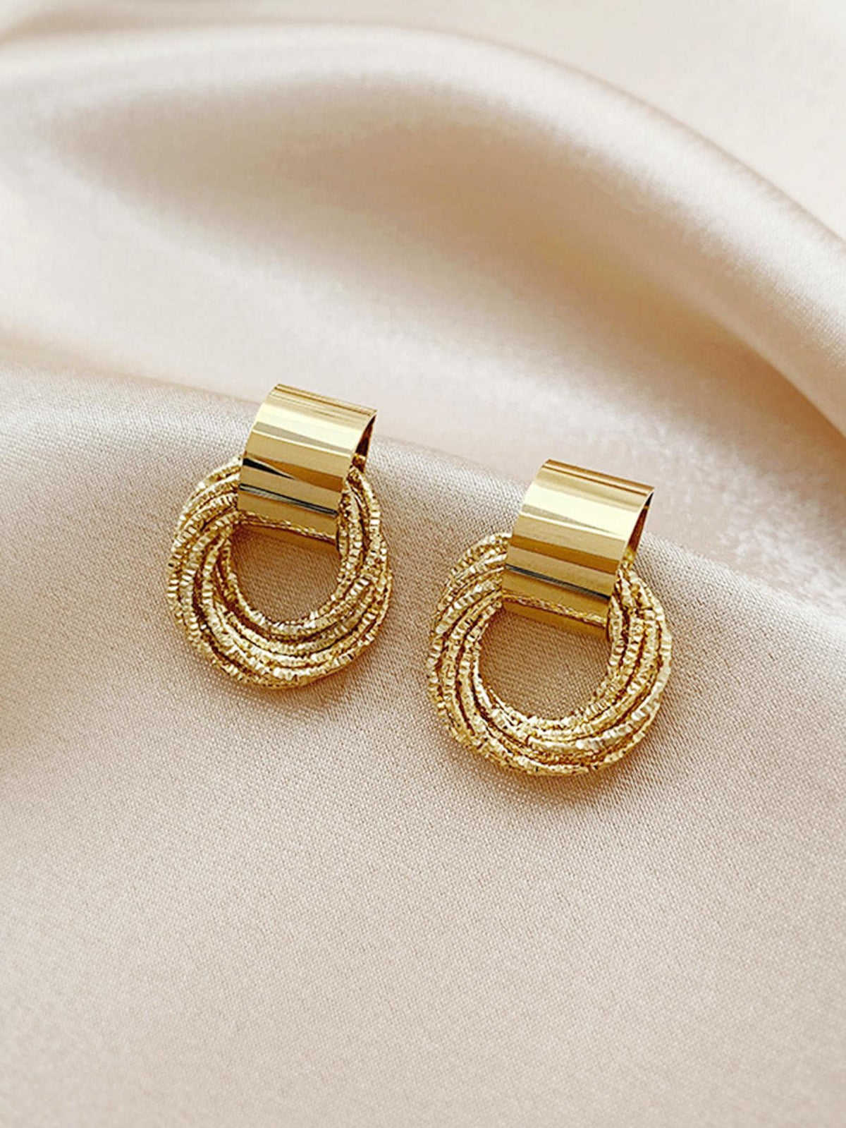 Textured Metal Drop Earrings