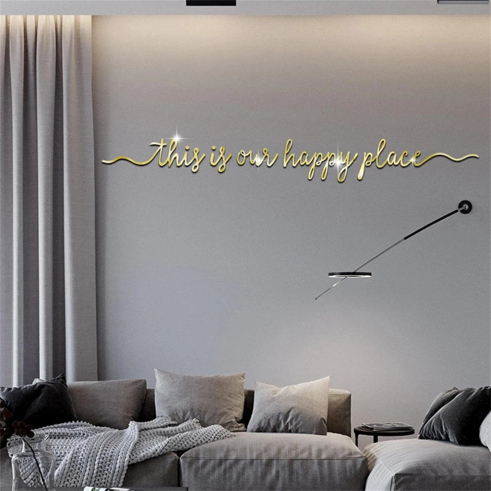 1set Slogan Design Mirror Wall Sticker, Modern PMMA Decorative Mirror For Home Decoration